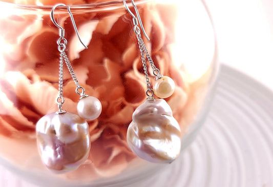 Whimsical Dangling Baroque Pearl Earrings