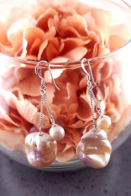 Whimsical Dangling Baroque Pearl Earrings