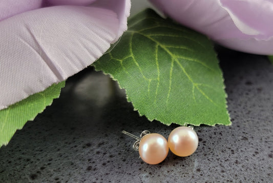 Classic Champagne Pearl Stud Earrings