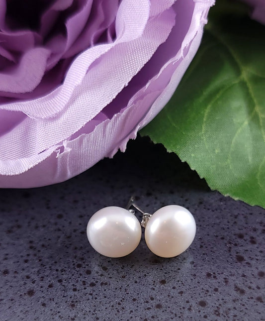 Classic White Pearl Stud Earrings