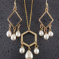 Modern Geometric Pearl Necklace, Earring set